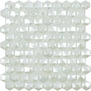 Стеклянная мозаика Vidrepur Hexagon Diamond 350D White 31,7х30,7 см