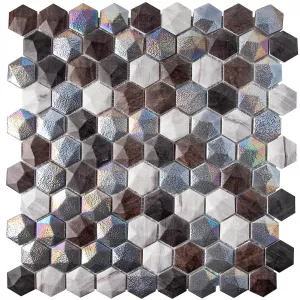 Стеклянная мозаика Vidrepur Hexagon Forest mix 31,7х30,7 см
