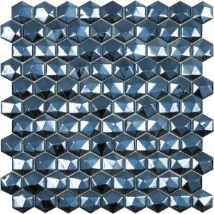 Стеклянная мозаика Vidrepur Hexagon Diamond 358D Black 31,7х30,7 см